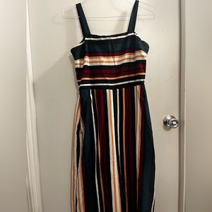 Cropped striped jumpsuit size large.